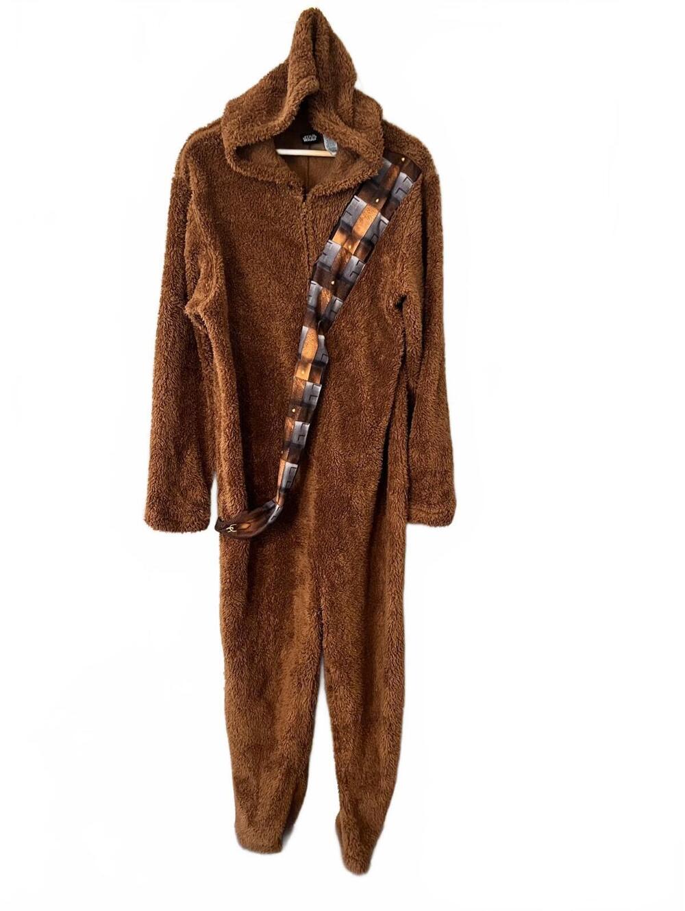 Star Wars Chewbacca Fuzzy Hooded Onesie Pajamas Jumpsuit M